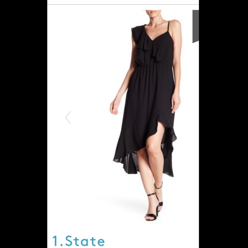 1.State Ruflle Hi/Low Mini dress